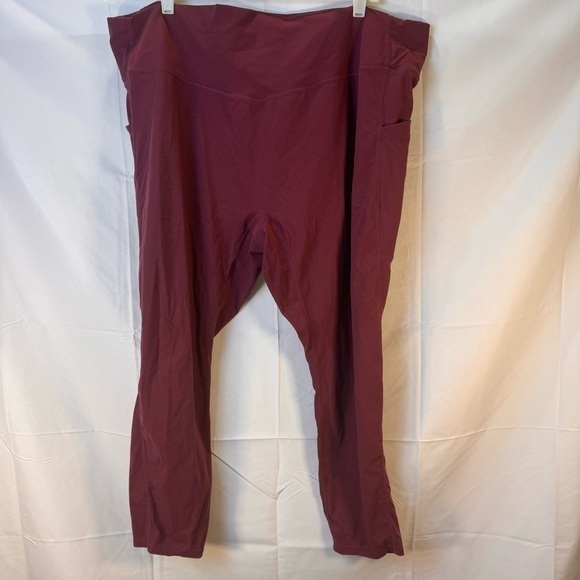 Pants - Burgundy Stretchy Knit Leggings with Elastic Waistband Plus Size 4X